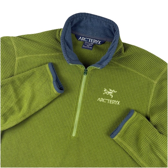 Arc'teryx Pullover Mens Small Green 1/2 Zip Polartec Delta AR Grid Fleece Gorp